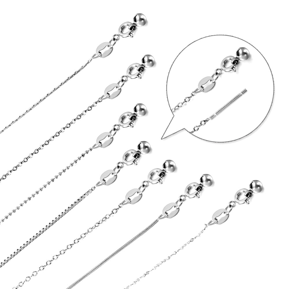 ASON 10pcs/bulk long necklace collar 0.8mm*45cm retractable connector clasp with chain steel color & gold color stainless steel necklace wholesal asonjewelry